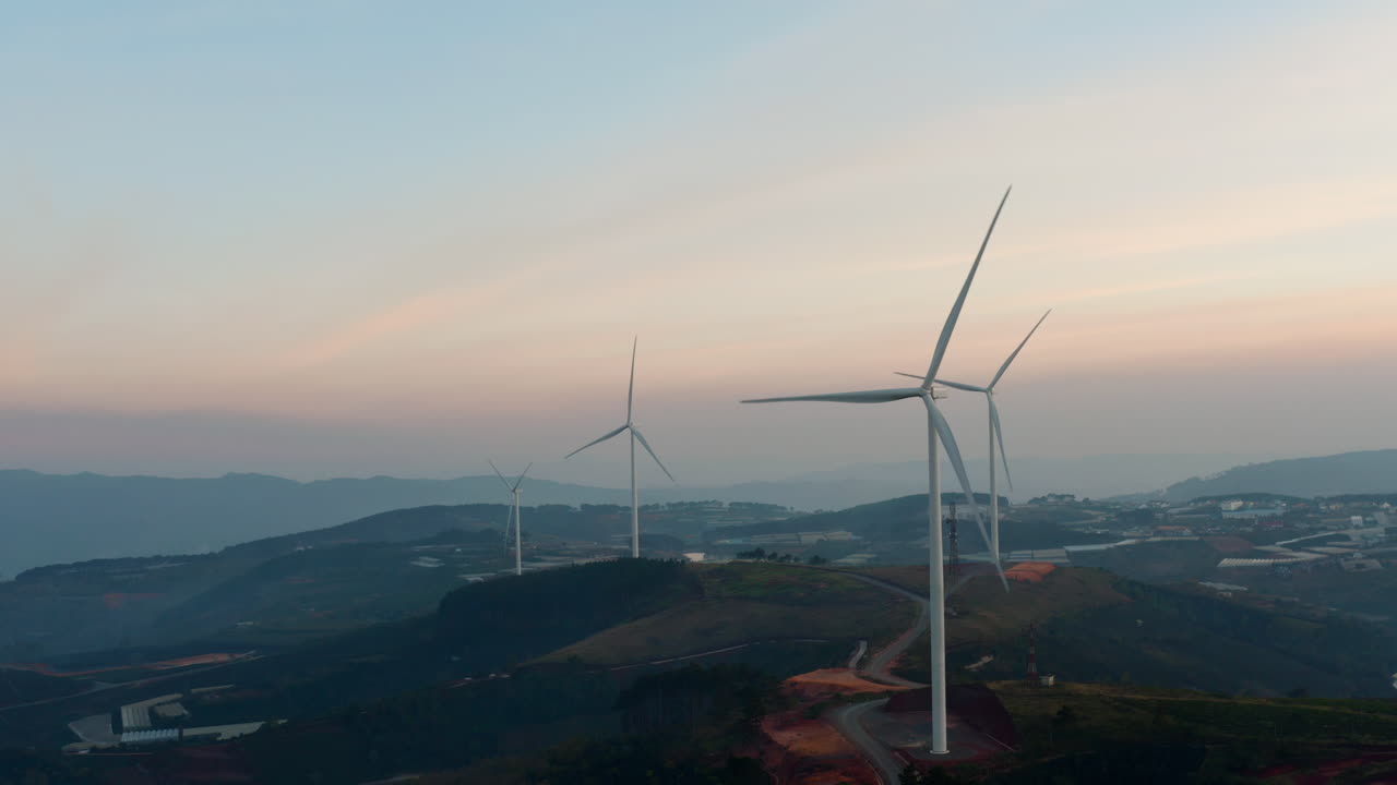 Wind Power Plant on Scenic Mountain Landscape