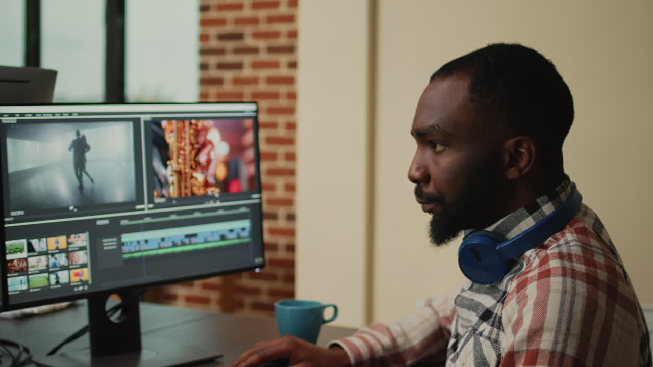 Digital footage editor working on video production