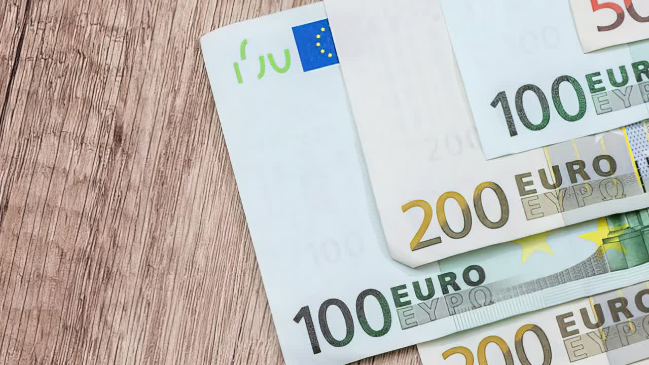Stacks of Cash Euro Banknotes