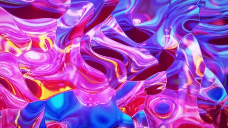 fondo fluido iridescente abstracto en bucle. hermosa superficie de vidrio ondulado de líquido con patrón, color de gradiente y ondas de flujo en él. bg creativo brillante con animación suave y suave.