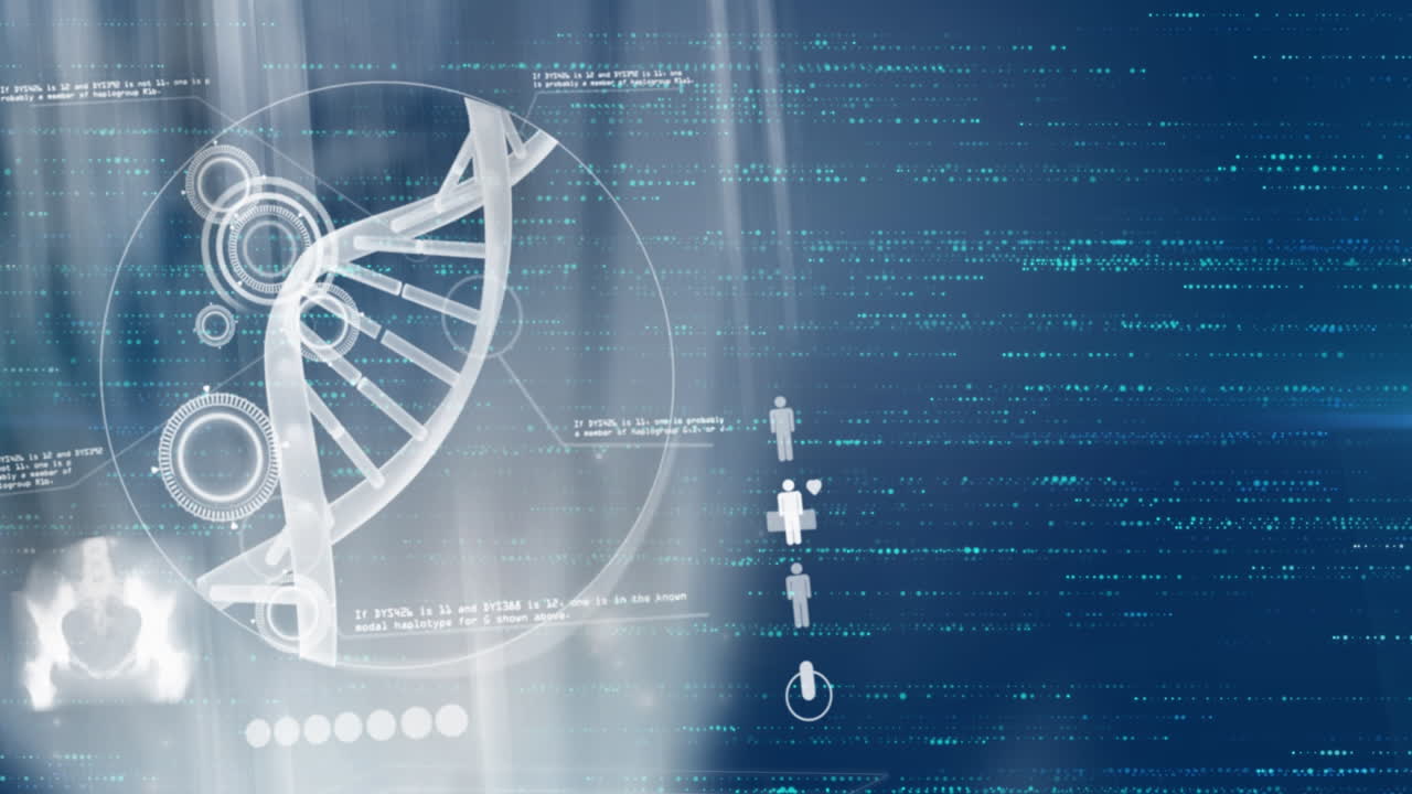 Animation of data processing over dna strand
