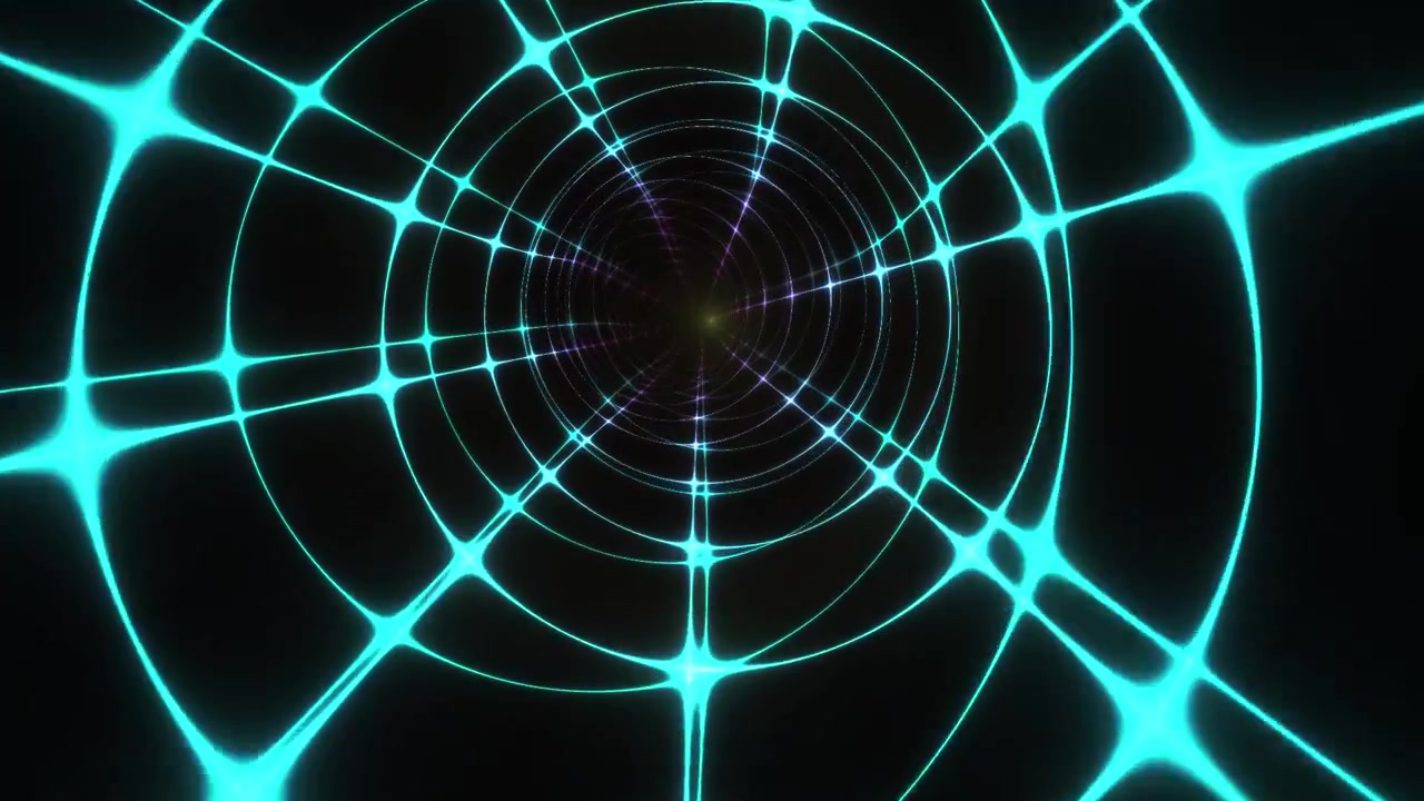 Abstract Neon Light Tunnel with Pulsing Geometric Grid