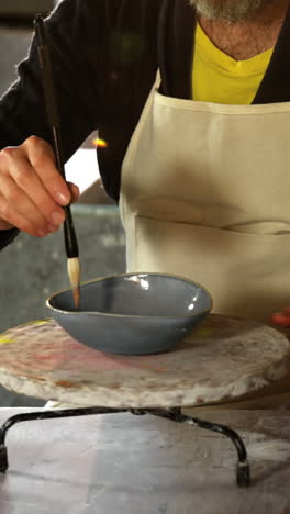 pintura de alfarero masculino atento en el cuenco