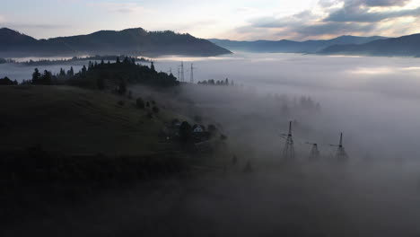 misty mountain valley at sunrise/sunset