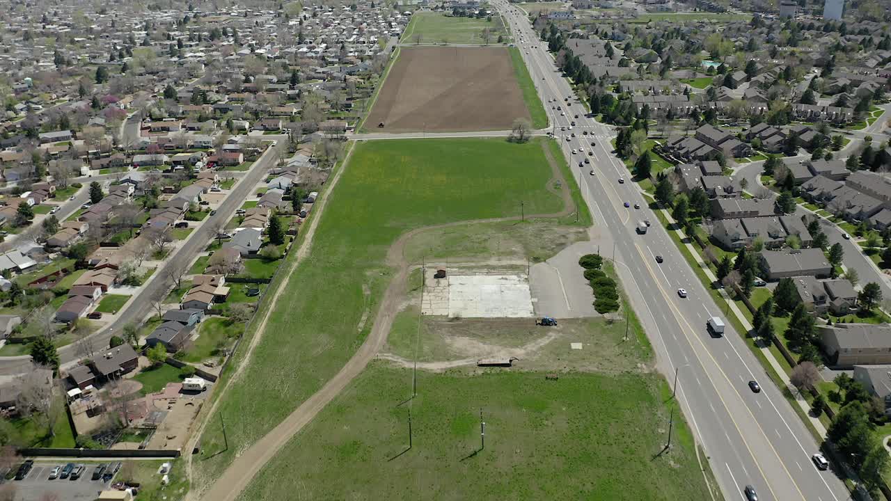 Aerial view of a large retail lot for sale