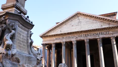 Das-Pantheon-Und-Der-Brunnen-Des-Pantheons,-Rom,-Italien