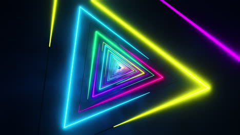 flying through multicolored triangles painted with light. infinitely looped animation.