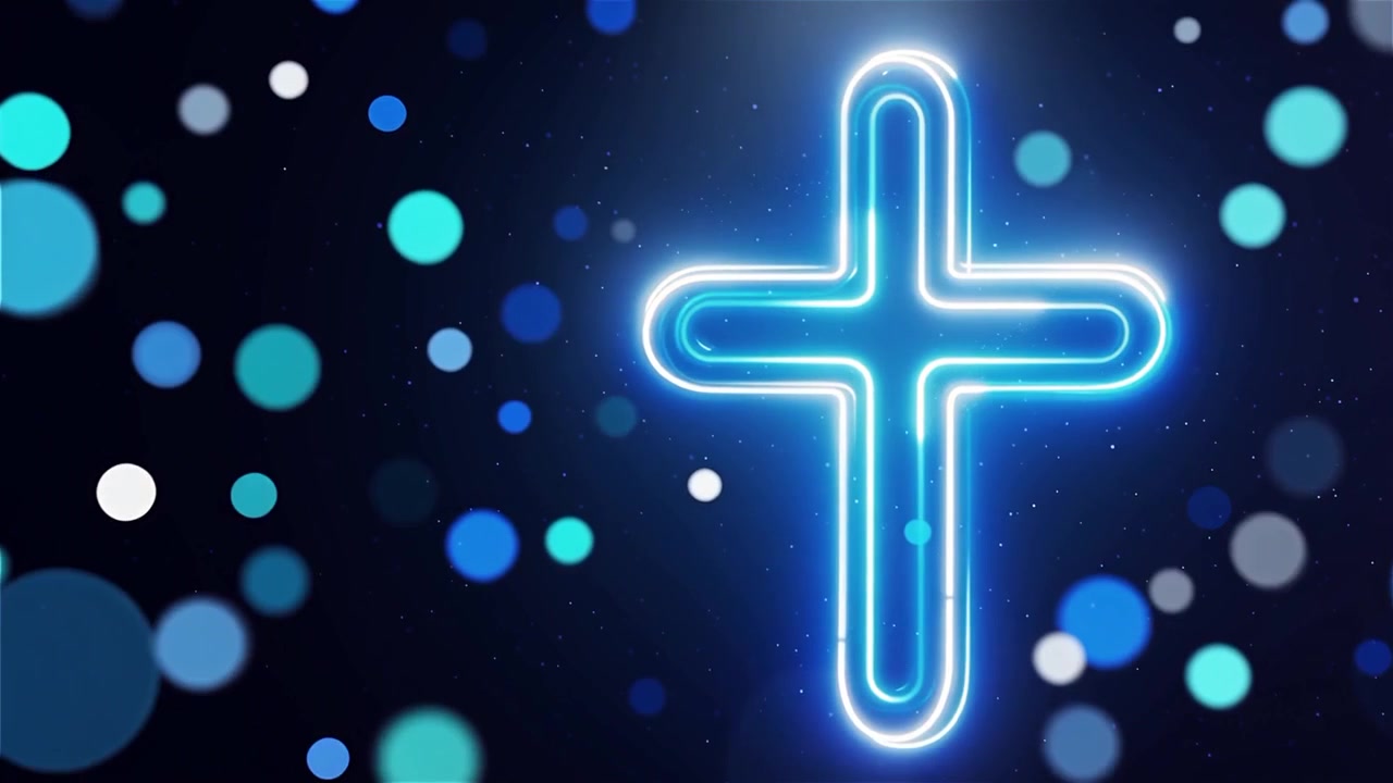 Croce Cristiana Luce Celestiale Sfondo per il Culto.