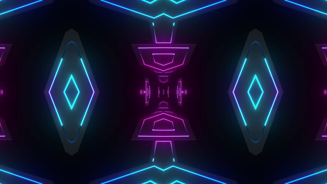 Motivo geometrico astratto a tunnel neon