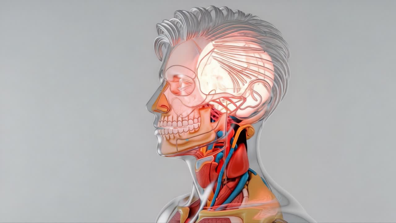 Anatomical Visualization of the Human Head and Neck: A Detailed Representation of Internal Structures for Educational Purposes