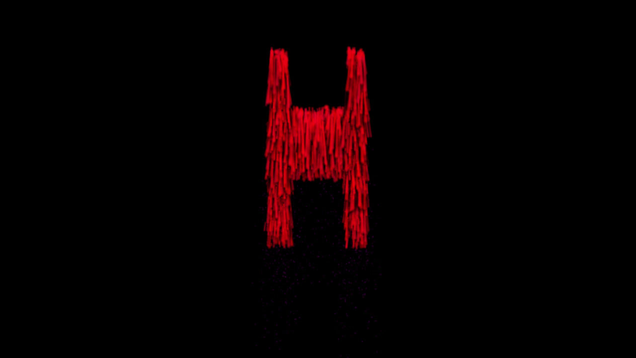 Stromende bloed letter H animatie op transparante achtergrond