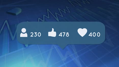 Animation-of-social-media-icons-and-numbers-growing-over-cardiogram