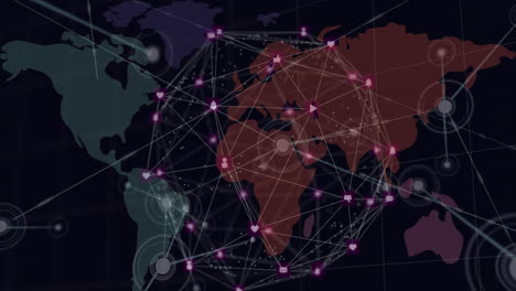 globo de la red de conexiones contra el mapa del mundo