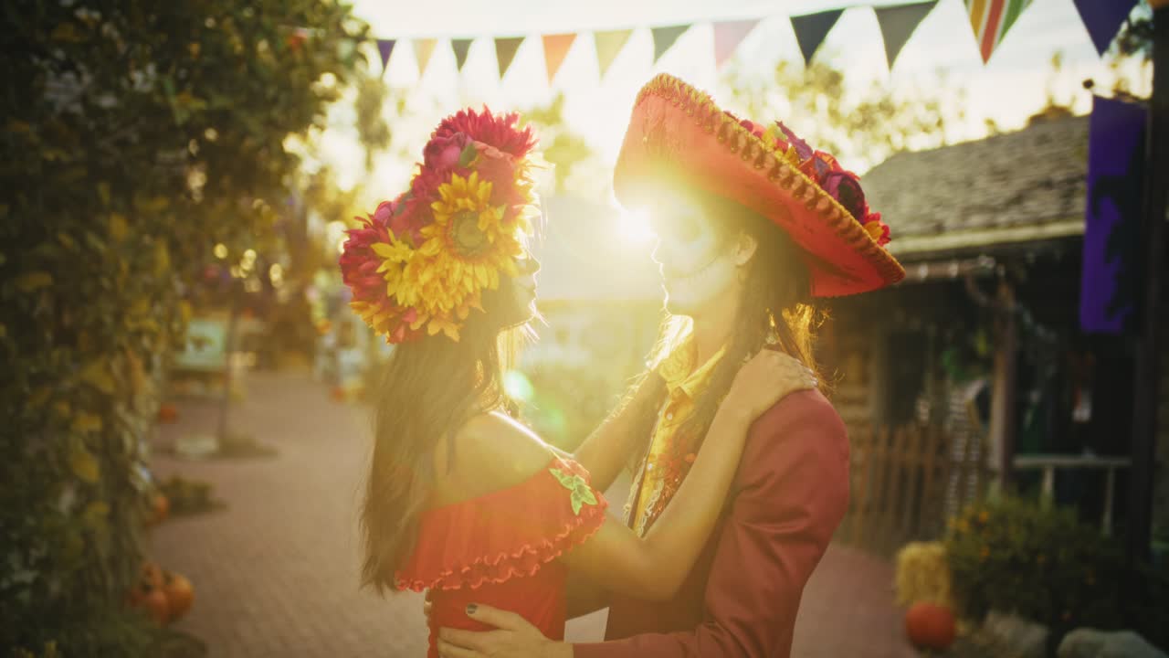 Couple in Day of the Dead Costumes