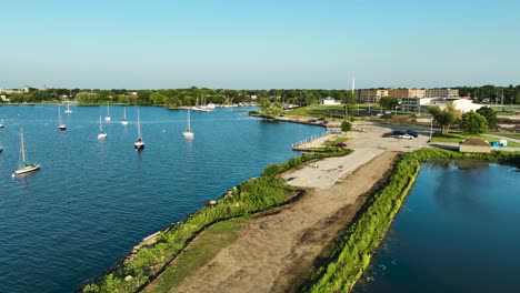 an inlet on muskegon lake near the public access area