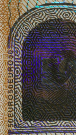 close-up of euro banknote detail