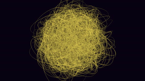 esfera amarilla de líneas en el espacio oscuro