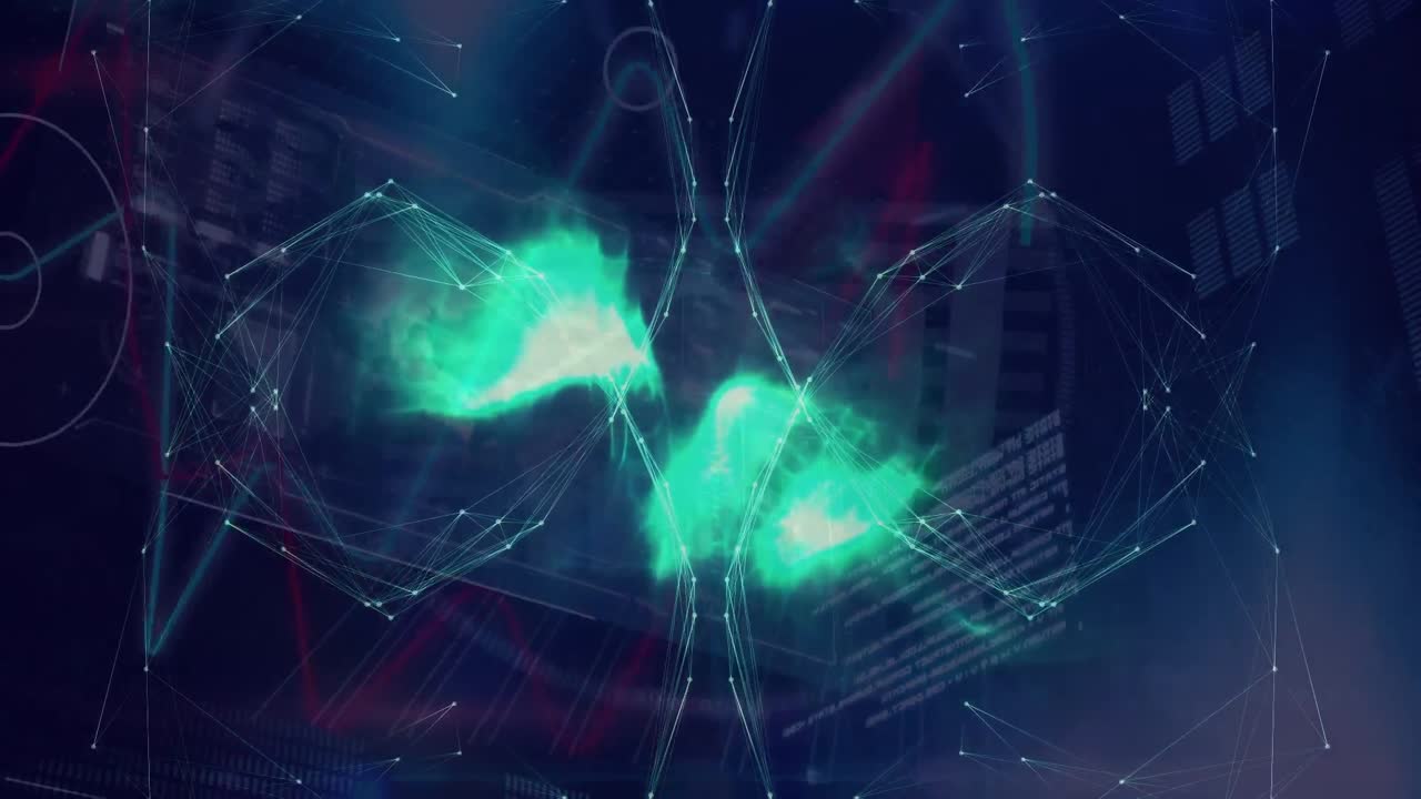 animación del globo de conexiones sobre el procesamiento de datos sobre fondo negro