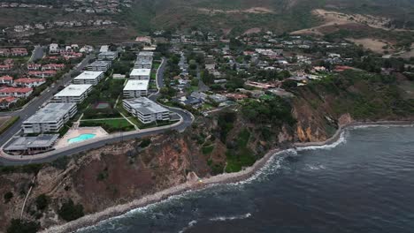 seaside estates and condos along the cliffs of rancho palos verdes, california - aerial view