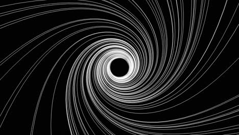 white swirling lines spiral into a black void creating a hypnotic abstract pattern