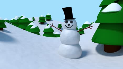 hombre de nieve vacaciones de navidad feliz saludando dibujos animados invierno hombre de nieve bucle 4k