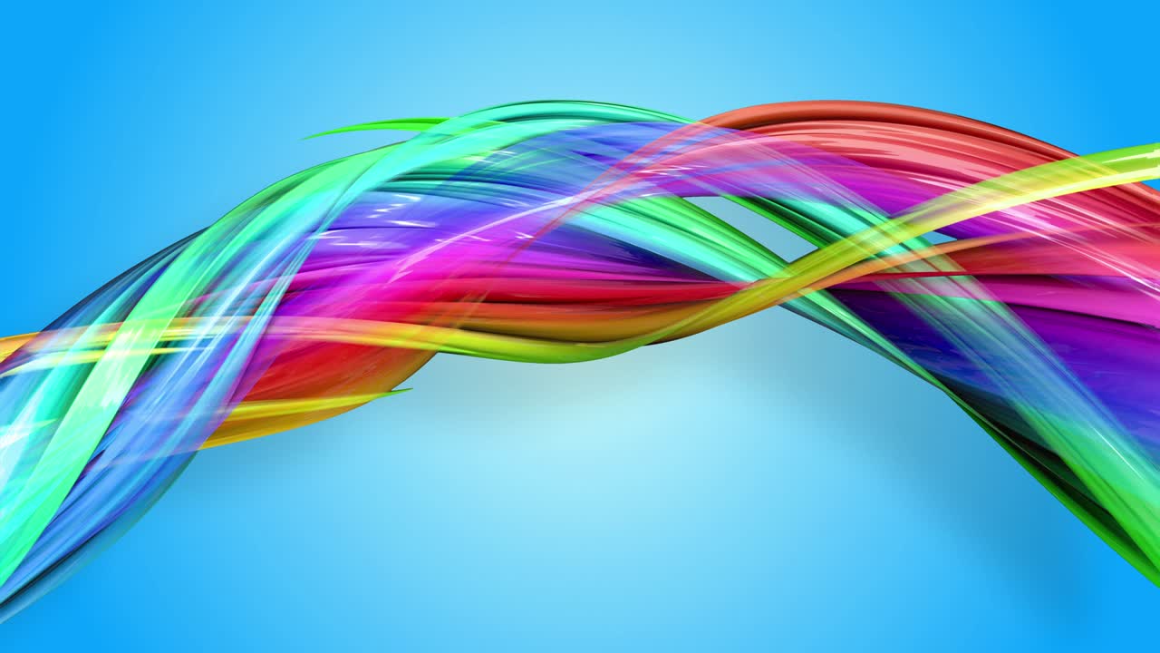 무지개 줄무는 원형으로 움직이고 추상적인 배경으로 휘어집니다.