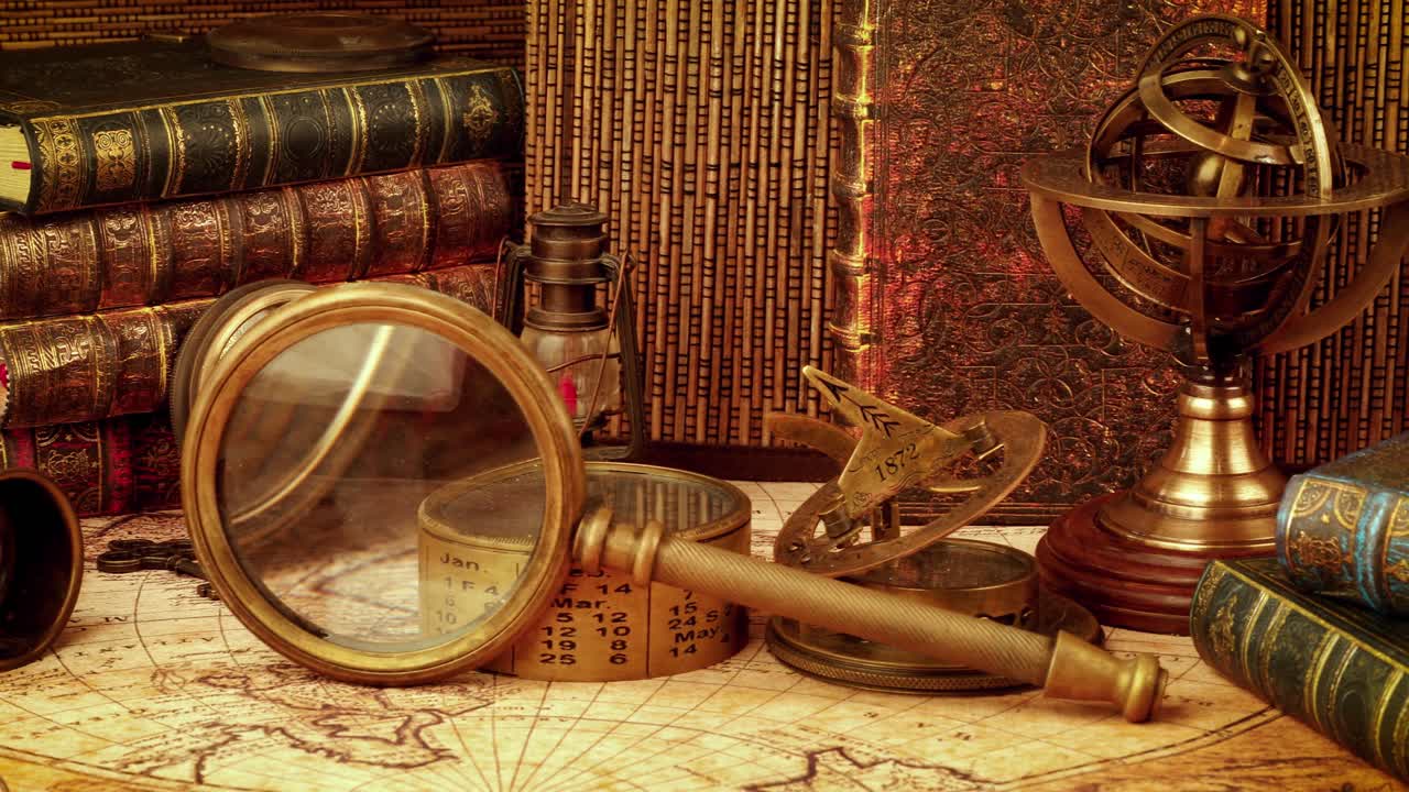 1565년의 오래된 지도에 그려진 빈티지 고정물입니다.