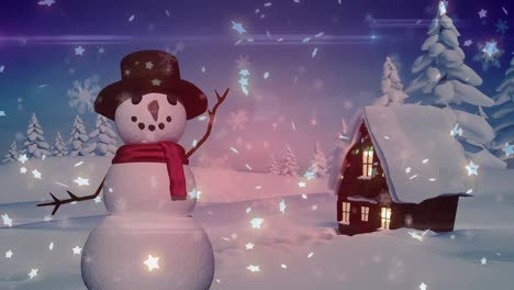 Animation-Einer-Winterlandschaft-Mit-Schneemann