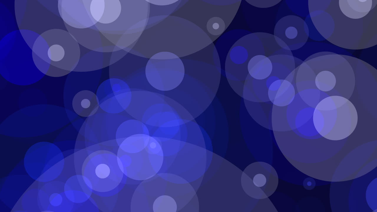 fondo azul abstracto con círculos flotantes de varios tamaños y formas