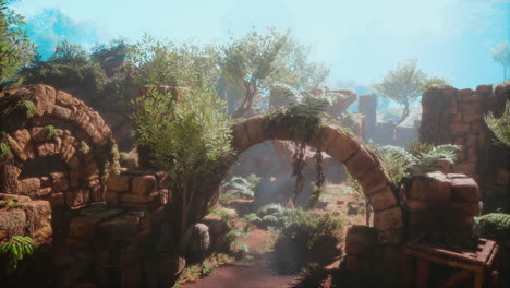 ruinas cerca de piedras rocosas rojas