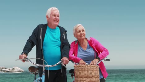 old retired couple with bikes