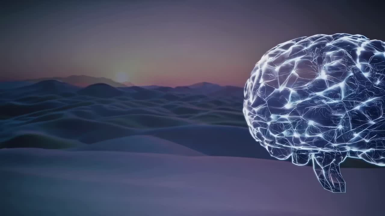 Cervello digitale su un paesaggio