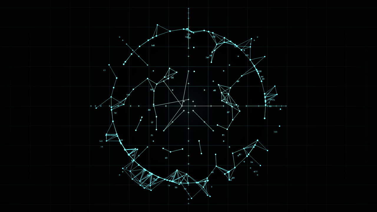 Galaxy star orbits on futuristic HUD radar sci-fi motion display