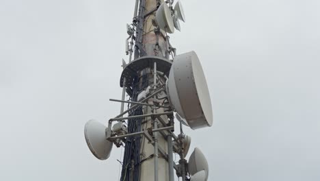 telecommunication tower of 4g and 5g wireless cellular connection, antennas