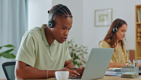 customer service, remote work with a black man