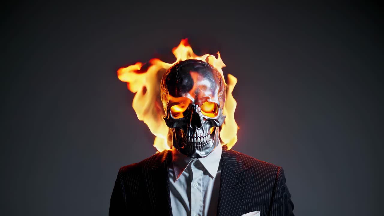 Burning Skull Businessman