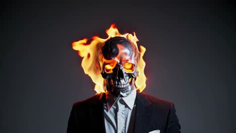 burning skull businessman