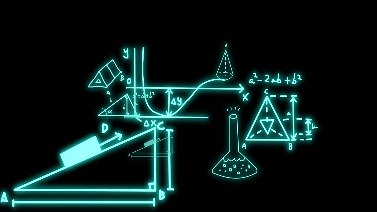 검은 바탕 위의 과학 데이터 처리의 애니메이션