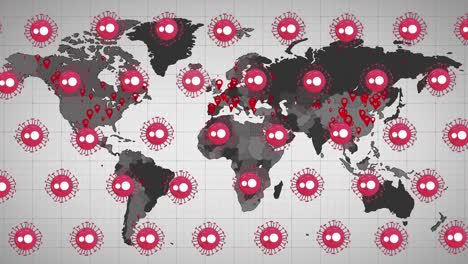 Animation-of-virus-cells-over-world-map