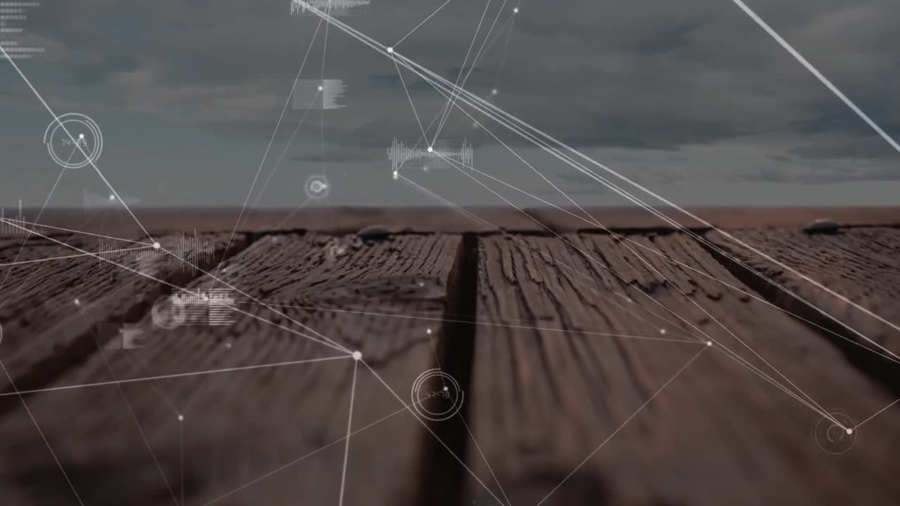 animación de las conexiones sobre la superficie de madera