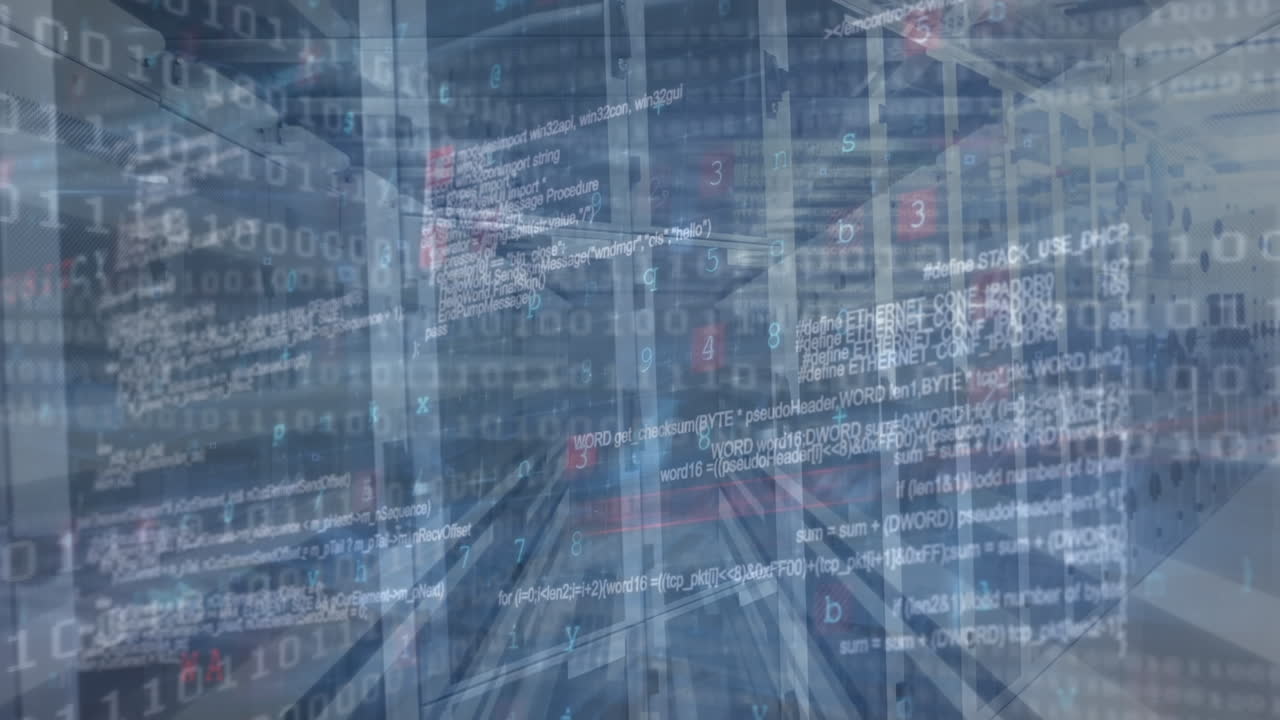Animation of data processing over server room