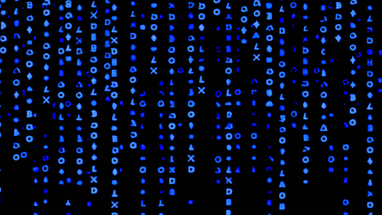 Binary code animated overlay, transparent 4K video, alpha channel, ProRes 4444