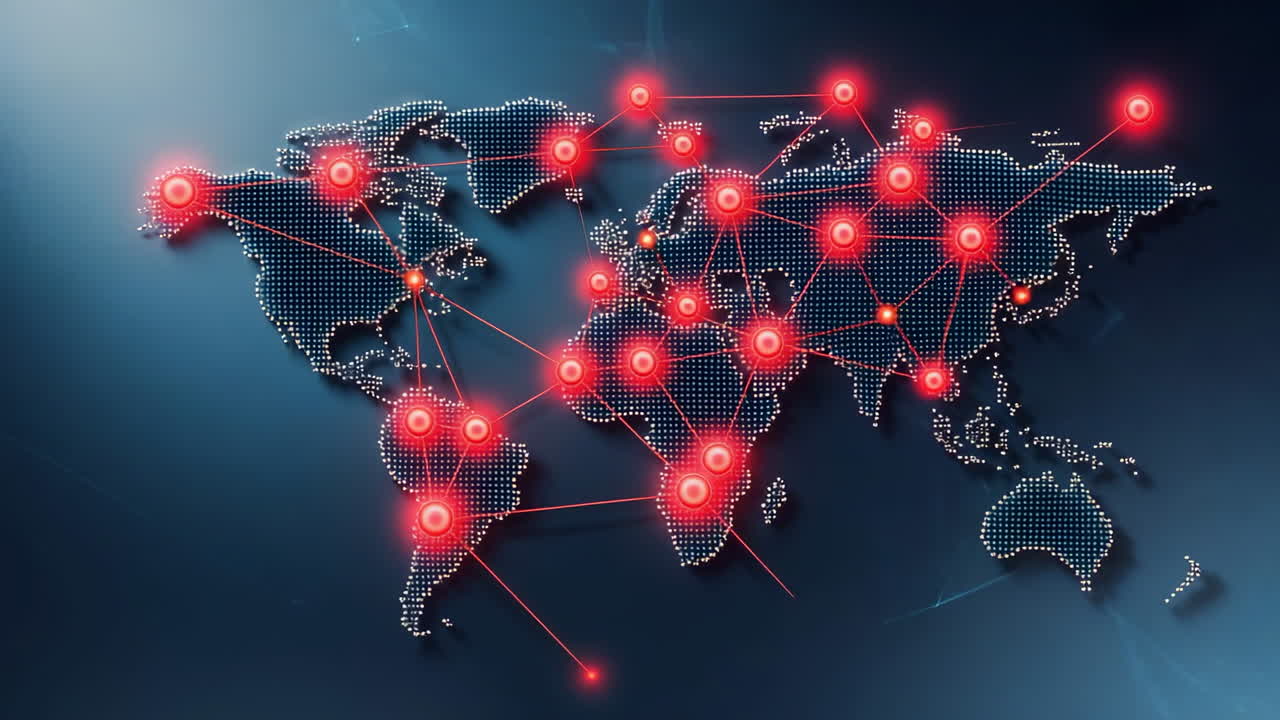 Global Network Connections on a World Map