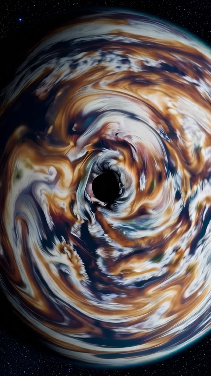Fremmed planet med en hvirvel og et sort hul