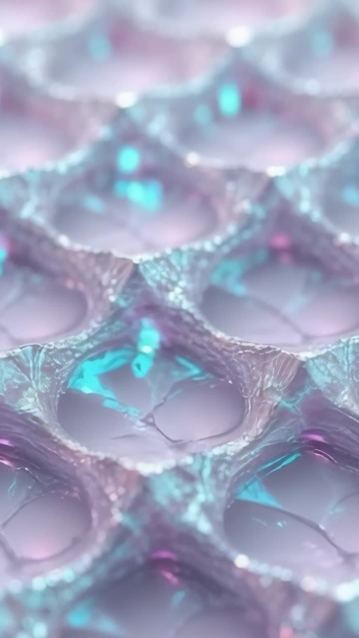 Vertical video: Rippling hexagonal grid forming droplets and bubbles in studio with viscous liquid
