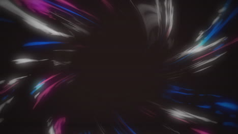 radiating colorful streaks of light from dark center in animation