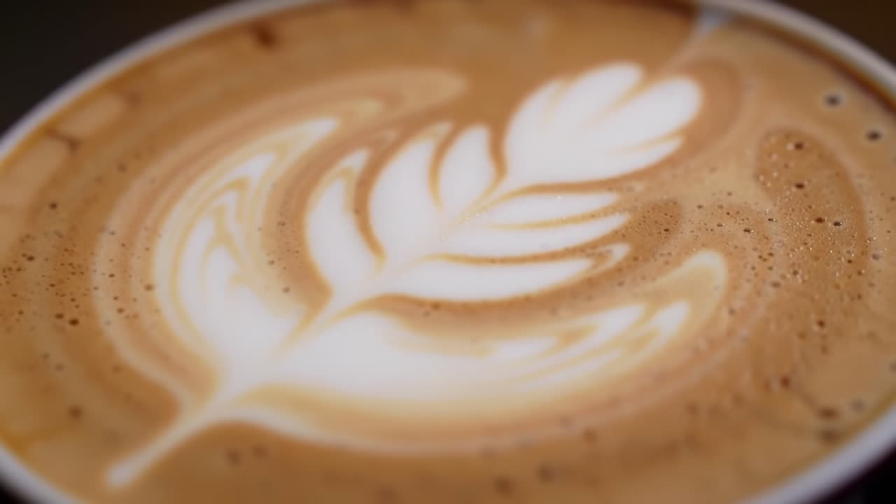 Aromatic Coffee Art: Captivating Designs on a Creamy Surface of Latte, Showcasing Intricate Patterns Embedded in Smooth Froth and Rich Brew