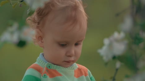 Little-child-in-the-park-with-bloomy-trees