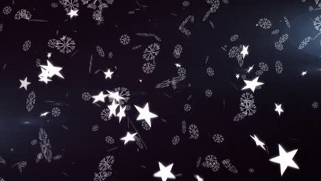 animación de copos de nieve cayendo sobre un fondo negro