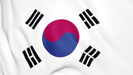 south korea flag waving animation closeup